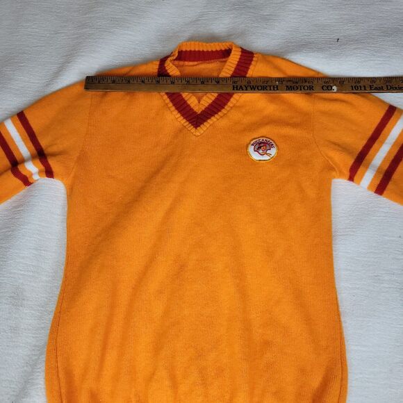 Vintage Sweater Size Large Mens Orange Varsity Sports Buccaneers Football NFL - Picture 9 of 16